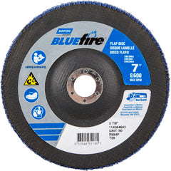 7″ × 1/4″ × 7/8″ NorZon BlueFire R884 Flap Disc Type 29 Conical 80 Grit - Industrial Tool & Supply
