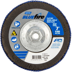 ‎7 × 5/8 - 11″ BlueFire Fiberglass Conical Flap Disc Type 29 P60 Grit R884P Zirconia Alumina - Industrial Tool & Supply