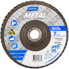 7″ × 1/4″ × 7/8″ Metal Flap Disc Type 27 Flat 80 Grit Zirconia Alumina - Industrial Tool & Supply