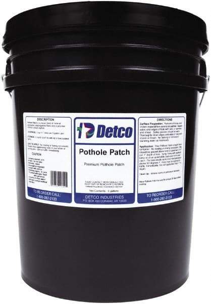 Detco - 5 Gal Pothole Patch - Black, 5 Sq Ft Coverage - Industrial Tool & Supply