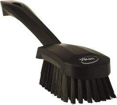 Vikan - 1.3" Bristle Length, Polyester Scrub Brush - 4-1/4" Long x 2-3/4" Wide Head, 10" OAL, Black, Polypropylene Block - Industrial Tool & Supply