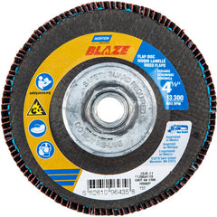 ‎4-1/2 × 5/8 - 11″ Blaze Fiberglass HD Flat Flap Disc Type 27 60 Grit R980P Premium Ceramic Alumina - Industrial Tool & Supply