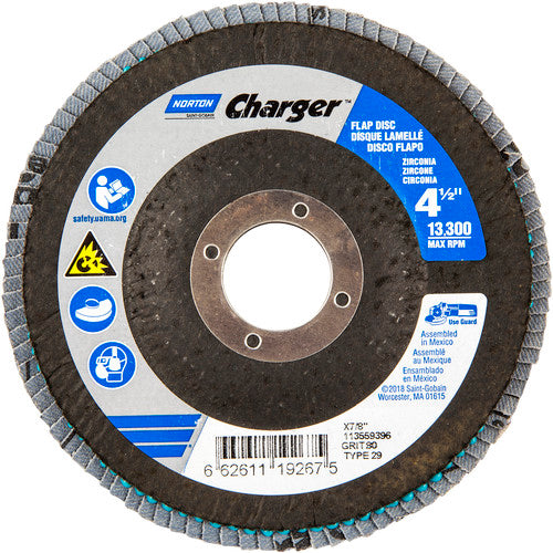 ‎4-1/2″ × 1/4″ × 7/8″ Charger R822 Flap Disc Type 29 Conical 80 Grit - Industrial Tool & Supply