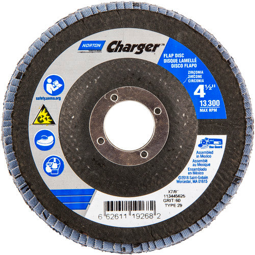 ‎4-1/2″ × 1/4″ × 7/8″ Charger R822 Flap Disc Type 29 Conical 60 Grit - Industrial Tool & Supply