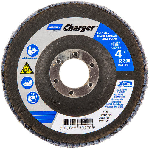 ‎4-1/2″ × 1/4″ × 7/8″ Charger R822 Flap Disc Type 29 Conical 36 Grit - Industrial Tool & Supply