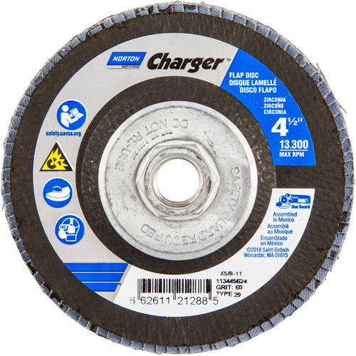 ‎4-1/2″ × 1/4″ × 5/8″ Charger R822 Flap Disc Type 29 Conical 60 Grit - Industrial Tool & Supply