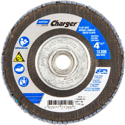 ‎4-1/2″ × 1/4″ × 5/8″ Charger R822 Flap Disc Type 29 Conical 40 Grit - Industrial Tool & Supply