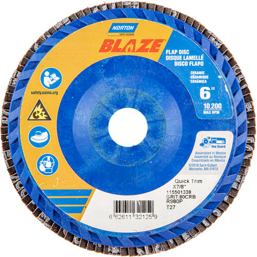 6″ × 7/8″ 40 Grit Type 27 Blaze Flap Disc - Industrial Tool & Supply