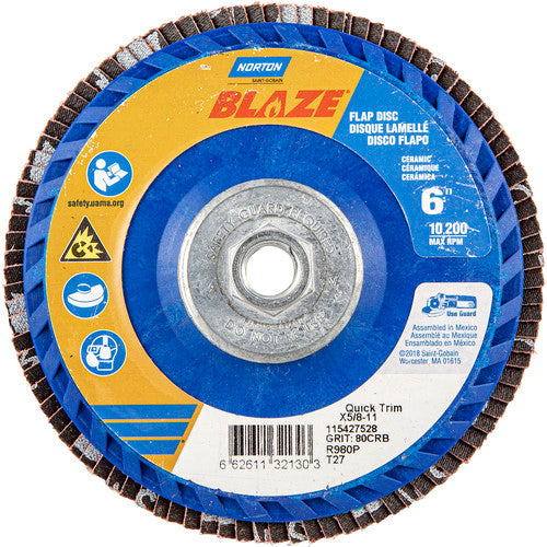 ‎6″ × 5/8″-11 80 Grit Type 27 Blaze Flap Disc - Industrial Tool & Supply