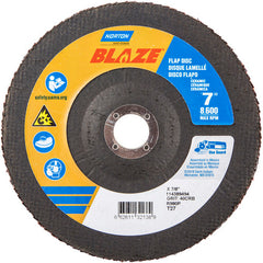 7 × 7/8″ Blaze Fiberglass HD Flat Flap Disc Type 27 40 Grit R980P Premium Ceramic Alumina - Industrial Tool & Supply