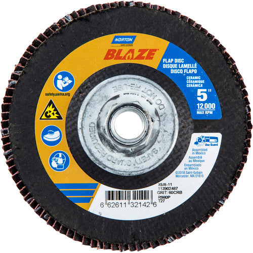 ‎5″ × 5/8″-11 60 Grit Type 27 Blaze Flap Disc - Industrial Tool & Supply