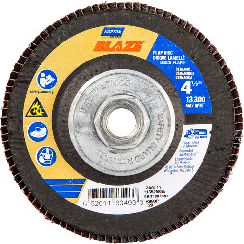 ‎4-1/2″ × 1/4″ × 5/8″ SG Blaze R980P Flap Disc Type 29 Conical 80 Grit - Industrial Tool & Supply