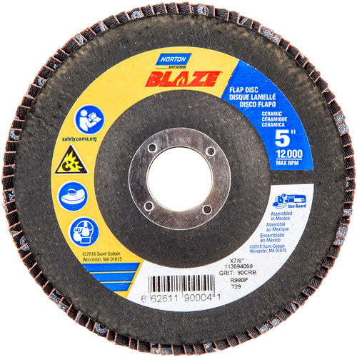 5″ × 1/4″ × 7/8″ SG Blaze R980P Flap Disc Type 29 Conical 80 Grit - Industrial Tool & Supply