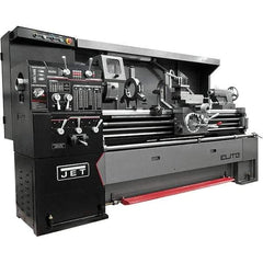 Jet - 17" Swing, 40" Between Centers, 230/460 Volt, Triple Phase Engine Lathe - 7-1/2 hp, 3-1/8" Bore Diam, 44" Deep x 68" High x 94" Long - Industrial Tool & Supply