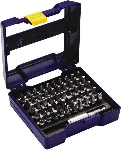 Irwin - 51 Piece, 1/4" Drive Screwdriver Insert Bit Set - #1 to #3 Phillips, 0.05 to 1/4" Hex, 1.27 to 10mm Hex, T10 to T40 Torx, #1 to #3 Square Recess - Industrial Tool & Supply