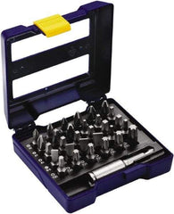 Irwin - 31 Piece, 1/4" Drive Screwdriver Insert Bit Set - #0 to #3 Phillips, 0.05 to 1/4" Hex, 1.27 to 10mm Hex, T10 to T40 Torx, #1 to #3 Square Recess - Industrial Tool & Supply