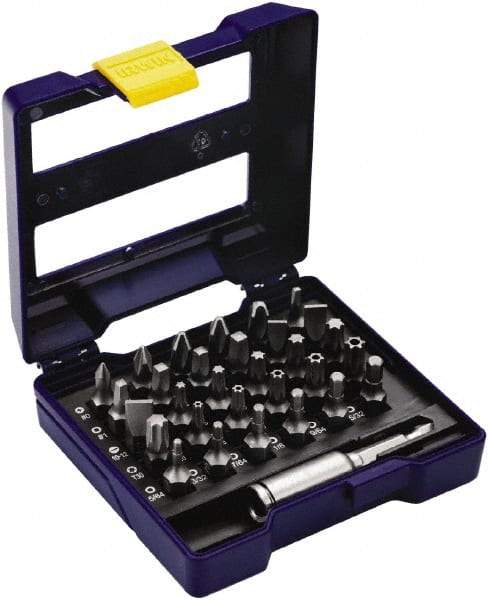 Irwin - 31 Piece, 1/4" Drive Screwdriver Insert Bit Set - #1 to #3 Phillips, 0.05 to 1/4" Hex, 1.27 to 10mm Hex, T10 to T30 Torx, #1 to #3 Square Recess - Industrial Tool & Supply