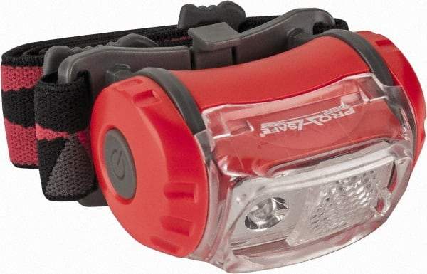 PRO-SAFE - White LED Bulb, 180 Lumens, Hands-free Flashlight - Black, Red Plastic Body, 3 AAA Batteries Not Included - Industrial Tool & Supply