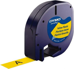 Dymo - 1/2" Wide x 156" Long, Black on Yellow Plastic Label Printer Cartridge - For DYMO Letratag Printers - Industrial Tool & Supply
