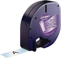 Dymo - 1/2" Wide x 156" Long, Black On Clear Plastic Label Printer Cartridge - For DYMO Letratag Printers - Industrial Tool & Supply