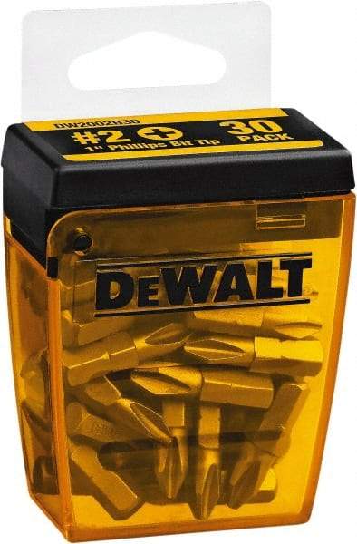 DeWALT - #2, Tip Phillips Screwdriver Bit - 1/4" Drive, 1" OAL - Industrial Tool & Supply