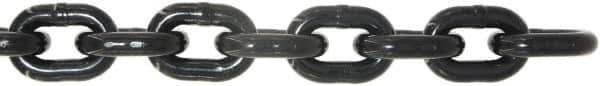 Value Collection - 3/8" Welded Alloy Chain - 7,100 Lb Capacity, Grade 80, 25' Long, Black Lacquer Finish - Industrial Tool & Supply