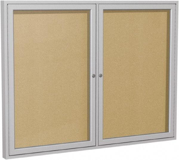 Ghent - 48" Wide x 36" High Enclosed Cork Bulletin Board - Vinyl, Caramel - Industrial Tool & Supply