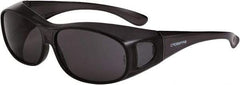 CrossFire - Smoke Lenses, Framed Safety Glasses - Scratch Resistant, Crystal Black Frame, Size Universal, Over the Glasses - Industrial Tool & Supply