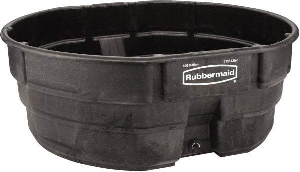 Rubbermaid - 300 Gallon Black Oval Plastic Stock Tank - 25" High x 69" Diam - Industrial Tool & Supply