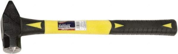 Ability One - 2 Lb Head Forged Steel Cross Pein Hammer - Fiberglass Handle with Grip, 1-3/4" Face Diam, 16" OAL - Industrial Tool & Supply