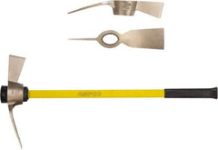 Ampco - 5 Lb Head Nonsparking Mattock - 36-1/4" OAL, 16" Long Blade, Fiberglass Straight Handle - Industrial Tool & Supply