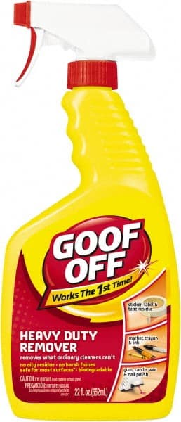Goof Off - Adhesive, Graffiti & Rust Removers Type: Adhesive Remover Removes/Dissolves: Caulk Residue; Chewing Gum; Crayon; Glue; Marker; Paint; Pen; Scuff Marks; Stickers; Tar; Tree Sap - Industrial Tool & Supply