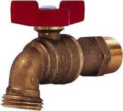 Legend Valve - 1/2" Pipe, 1/2" Tube, Aluminum Hose Bib Drain Cock & Shutoff Valve - 1/2 MNPT Thread, 125 Max psi, 2-29/64" Long - Industrial Tool & Supply
