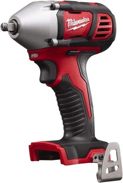 Milwaukee Tool - 3/8" Drive 18 Volt Pistol Grip Cordless Impact Wrench & Ratchet - 0 to 2,200 RPM, 0 to 3,200 BPM, 167 Ft/Lb Torque, Lithium-Ion Batteries Not Included - Industrial Tool & Supply