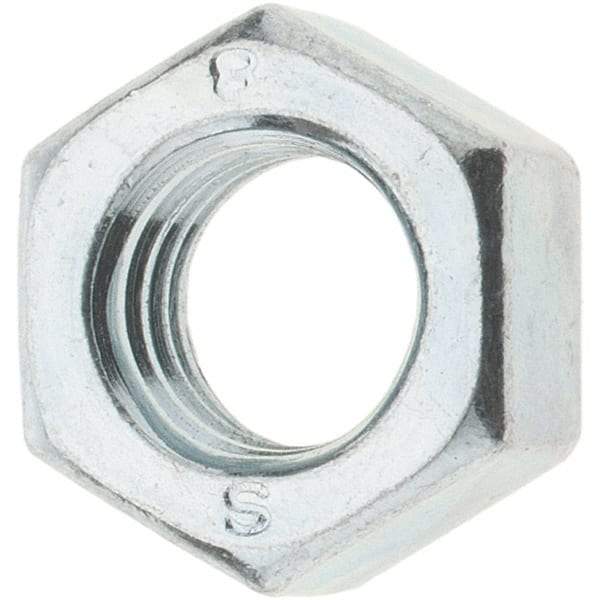 Value Collection - M8x1.25 Metric Coarse Steel Right Hand Hex Nut - 12mm Across Flats, 6.5mm High, Zinc-Plated Finish - Industrial Tool & Supply
