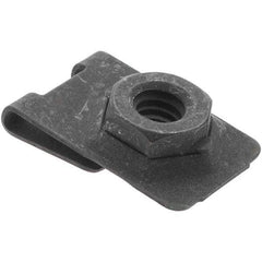 Value Collection - 1/4-20 Screw, 0.032 to 0.093" Thick, Spring Steel J Nut - 1/2" Center Edge, Black Phosphate Finish - Industrial Tool & Supply