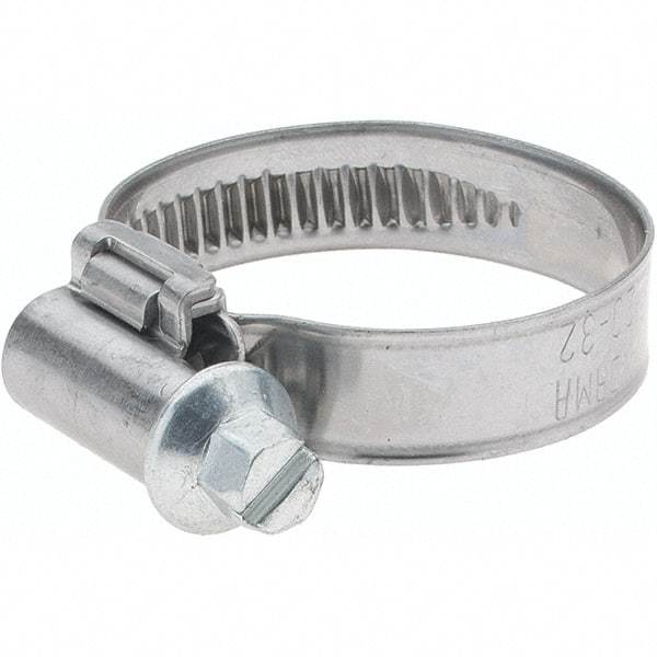 Value Collection - 20 to 32mm Diam, Stainless Steel Worm Drive Clamp - 9mm Wide - Industrial Tool & Supply