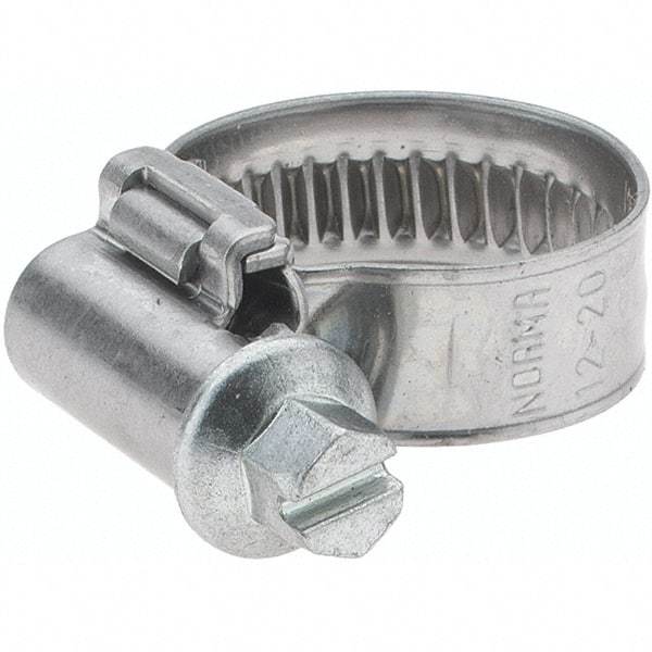 Value Collection - 12 to 20mm Diam, Stainless Steel Worm Drive Clamp - 9mm Wide - Industrial Tool & Supply