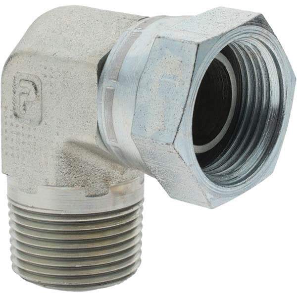 Parker - 3/4-14 Male NPTF Steel Hydraulic Hose Swivel - 3,000 psi, -12 Hose Size, 3/4" Hose Diam - Industrial Tool & Supply
