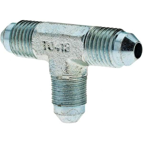 Parker - 1/4" Tube OD, 37° Steel Flared Tube Union Tee - Flare x Flare x Flare Ends - Industrial Tool & Supply