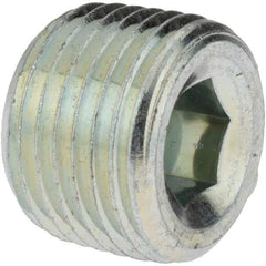 Parker - 1/2 Male Thread, Zinc Plated Steel Industrial Pipe Hollow Hex Plug - MNPTF, 6,000 psi - Industrial Tool & Supply