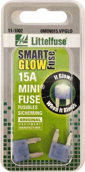 Value Collection - 15 Amp, 32 VDC, Automotive Fuse - 10.83" Long, Blue, Littlefuse MIN015 - Industrial Tool & Supply