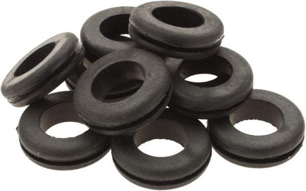 Value Collection - 1-3/32" OD, Grommet - Rubber, 27/32" Slot Diam x 1/16" Slot Width - Industrial Tool & Supply