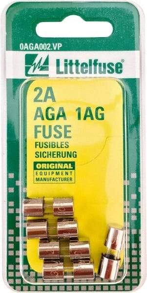 Value Collection - 32V AC/DC, 2 Amp, Fast-Acting Miniature Glass/Ceramic Fuse - 5/8" OAL, 1/4" Diam - Industrial Tool & Supply