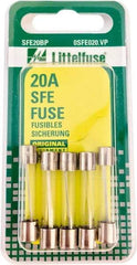 Value Collection - 32V AC/DC, 20 Amp, Fast-Acting Miniature Glass/Ceramic Fuse - 1-1/4" OAL, 1/4" Diam - Industrial Tool & Supply