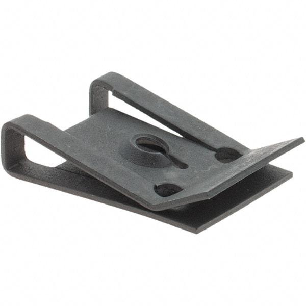 Value Collection - #6 Screw, 0.025 to 1/8" Thick, Spring Steel U Nut - 3/8" Center Edge, Black Phosphate Finish - Industrial Tool & Supply