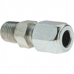 Parker - Metal Flareless Bite Tube 3/8" OD Male Connector - 1/4 NPTF - Industrial Tool & Supply