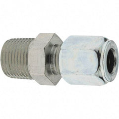 Parker - Metal Flareless Bite Tube 3/8" OD Male Connector - 3/8 NPTF - Industrial Tool & Supply