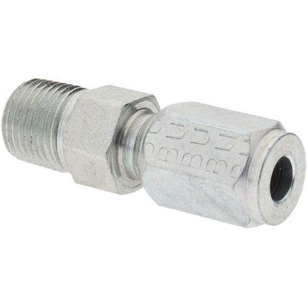 Parker - Metal Flareless Bite Tube 3/16" OD Male Connector - 1/8 NPTF - Industrial Tool & Supply