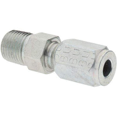 Parker - Metal Flareless Bite Tube 3/16" OD Male Connector - 1/8 NPTF - Industrial Tool & Supply